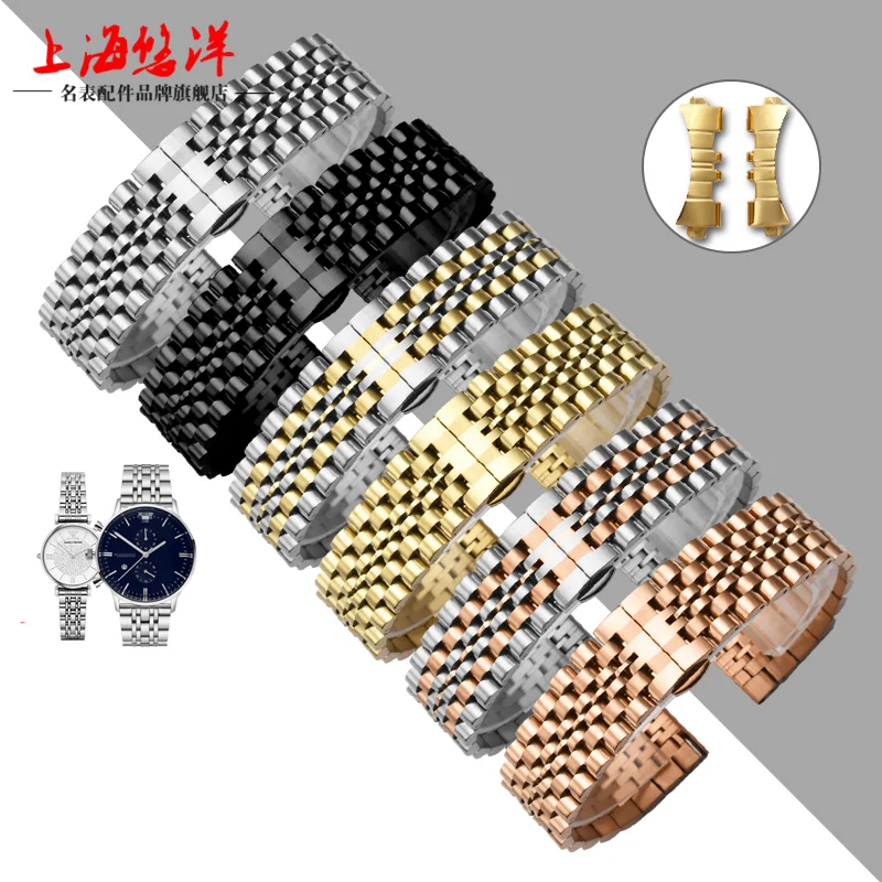 

Solid 304L Stainless Steel Replacement Watch Band 14mm 16mm 18mm 20mm 22mm Width Wristband Watch Straps Free arc interface belt