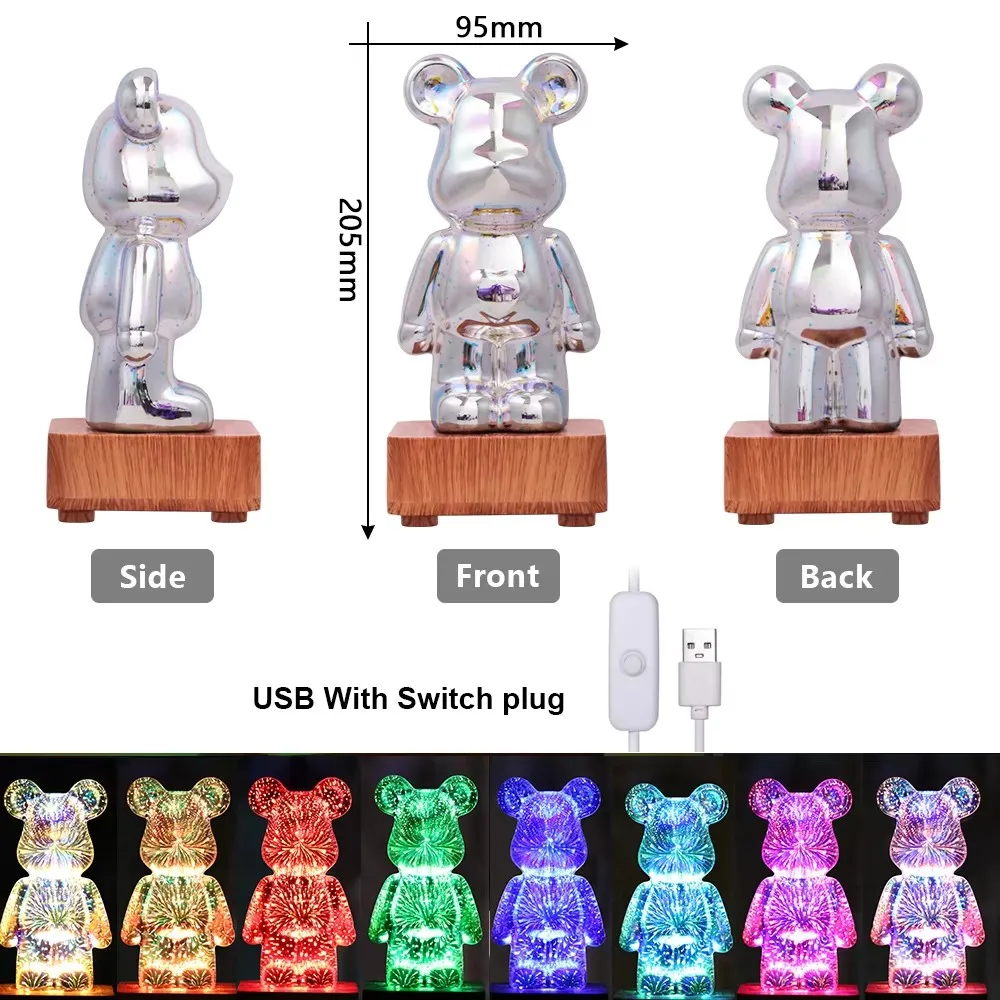

LED Ночник-проектор Медведь USB Красочный