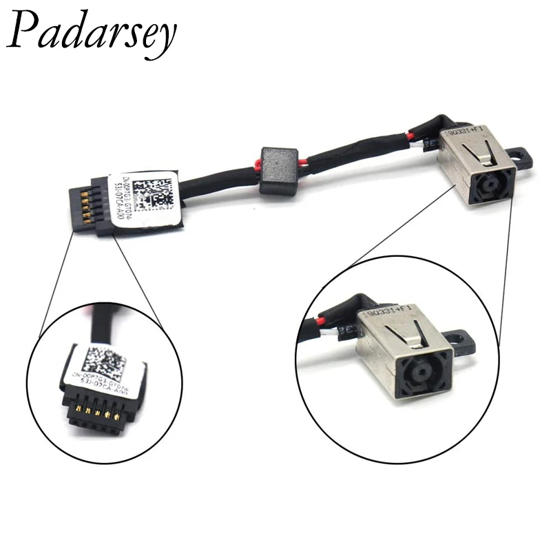 Padarsey Brand New Replacement AC DC Power Jack Harness Cable Compatible for Dell XPS 13 9343 Series Part Number 0P7G3 CN-00P7G3