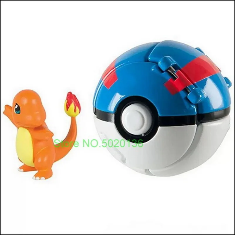 Фото Pokeball 7 см Фигурка покемона 3 4 см Покемон Игра Go Ball Аниме Экшн Пикачу Чармандер Сквиртл Бульбазавр Иви Роулет Статуя №2