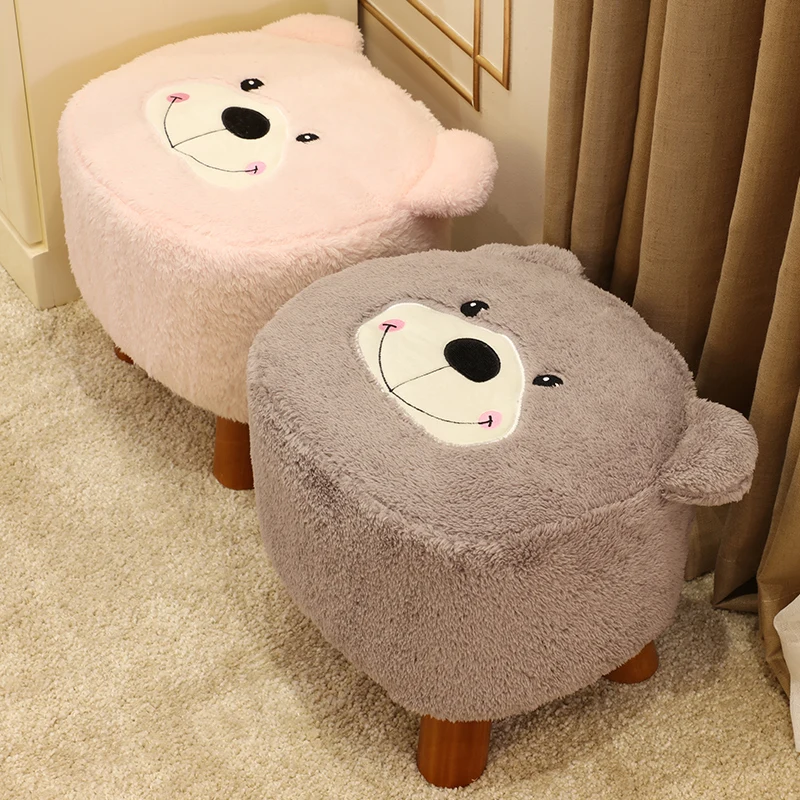 

Small Stool Solid Wood Cartoon Creative Fabric Children's Coffee Table Stool Household Small Chair Sofa Stool Shoe Changing