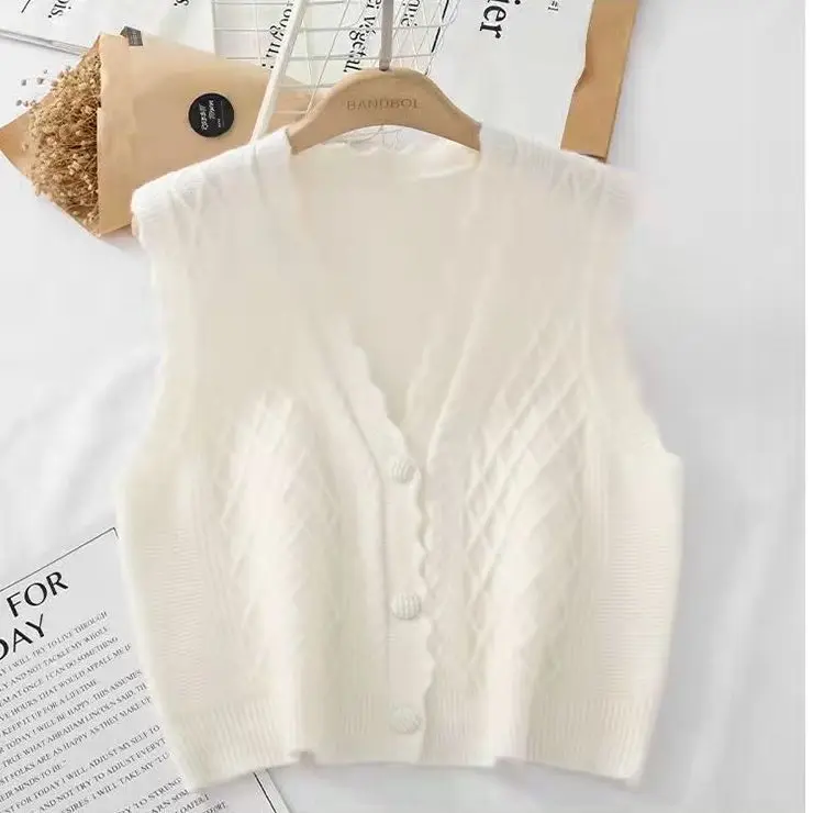 Вязаный жилет Женский Осенний свободный свитер в западном стиле женский