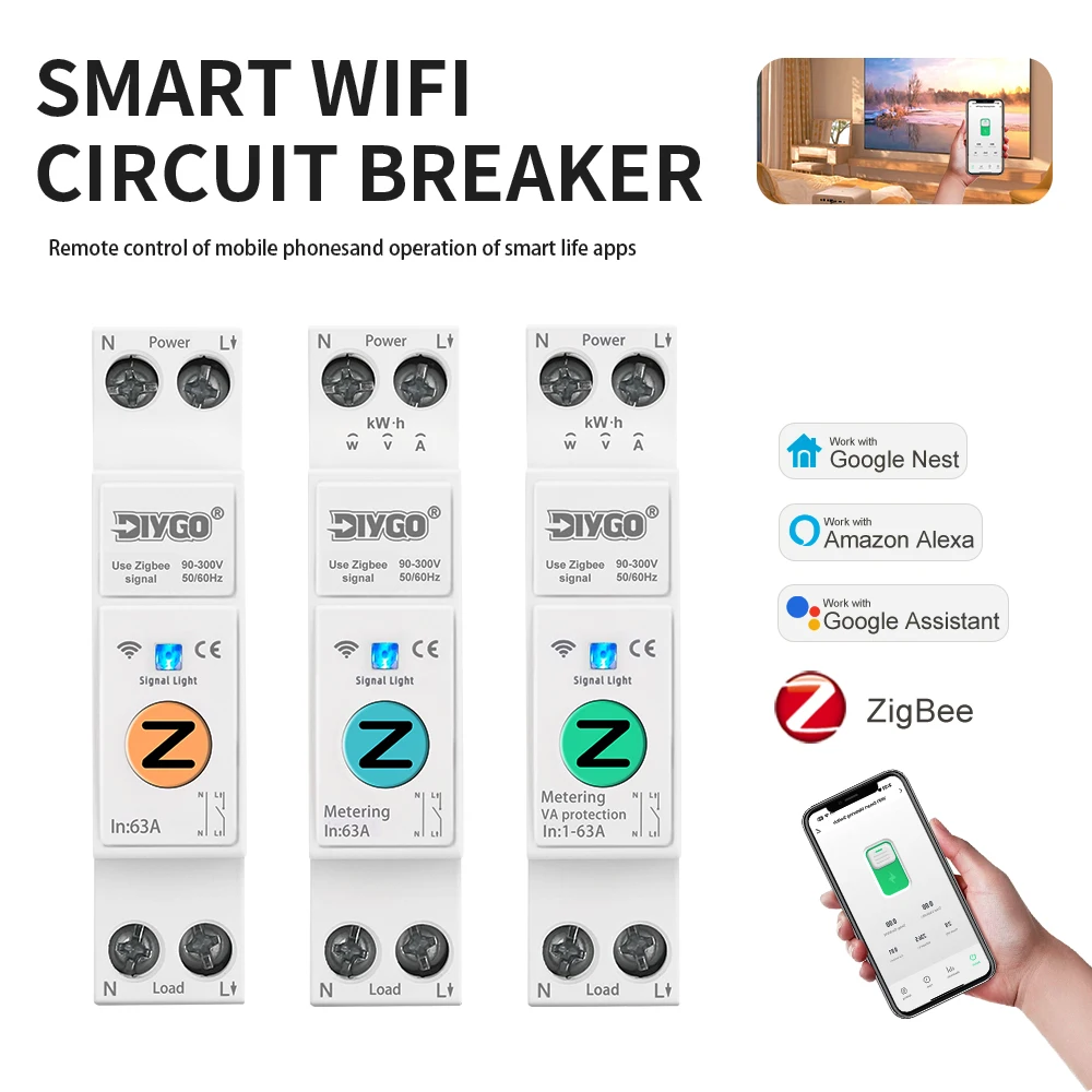 

Автомат защити цепи DIY GO ZigBee 1P 63A