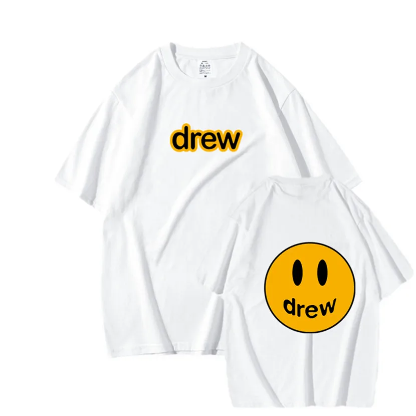 brand drew 2022 hot summer new cotton mens t shirt short sleeve high quality hip hop printed men womens t shirt for male tops free global shipping