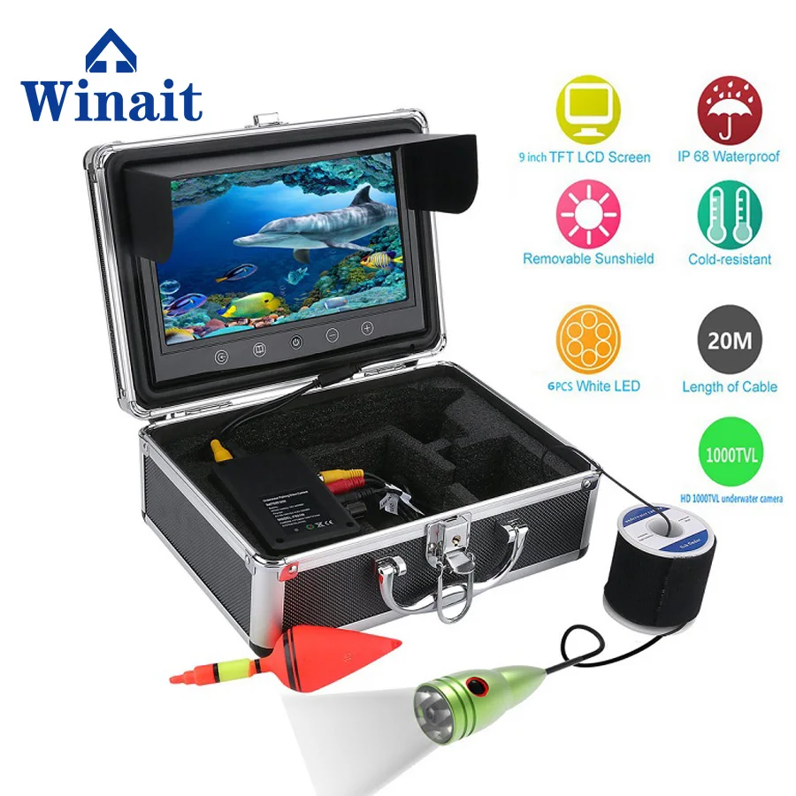 

Winait HD визуальная система для подводной рыбалки Женская IP68 Водонепроницаемая видеокамера с 7-дюймовым цветным TFT ЖК-экраном