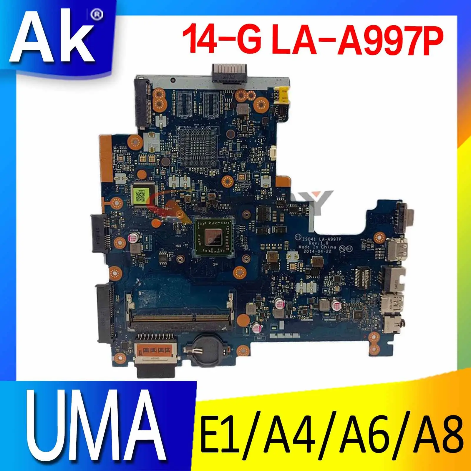 

For HP 14-G 245 G3 Laptop motherboard w/ E1 A4 A6 A8 CPU Mainboard 764174-001 763980-501 764177-501 Notebook mainboard LA-A997P