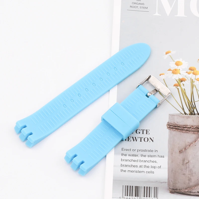 20mm Men's silicone strap for Swatch YTS401 402 409 713 YTB400 Watch Accessories Sports rubber watch band buckle