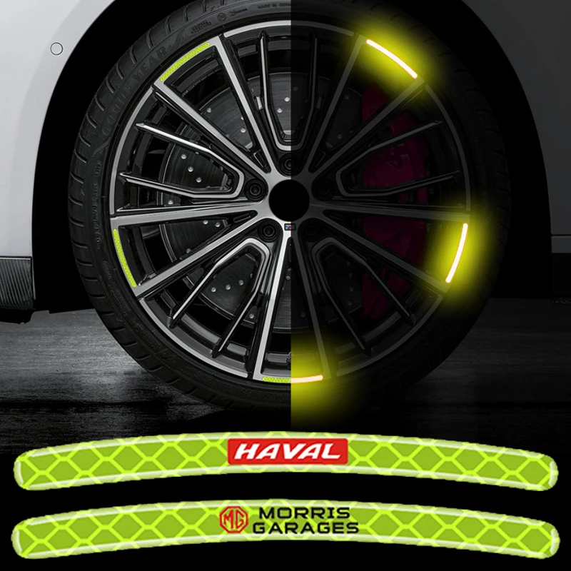 

20Pcs car wheel hub reflective stickers warning reflective strips For Chery A1 A3 A5 X1 E3 E5 Cowin 1 2 3 5 QQ Cross Accessories