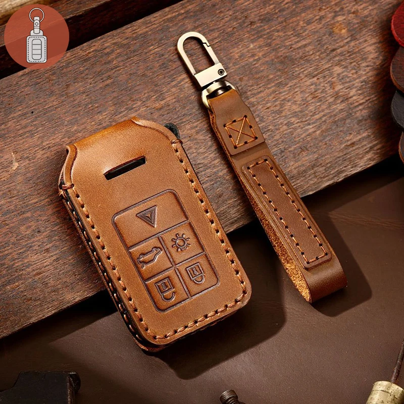 Luxury Leather Car Key Case Cover Fob Protector for Volvo Accessories XC60 V60 S60 XC70 V40 Keychain Holder Keyring Shell Bag