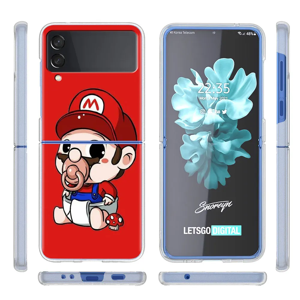 Супер игра Марио милый чехол для Samsung Galaxy Z Flip 3 5G прозрачный жесткий сотового