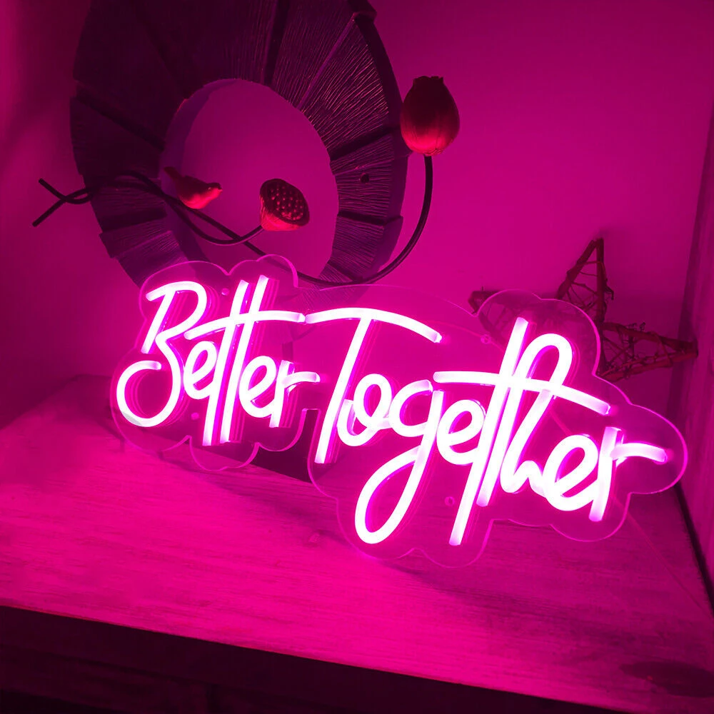 Pink Better Together LED Neon Wedding Engagement Party Home Decoration Background Wall Stylish Art Room Bar Cocktail Decoration