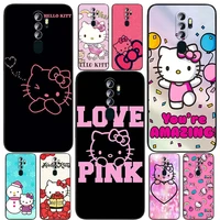 cartoon hello kitty cute for oppo reno7 6 5 4 2 z lite pro plus se 4g 5g black soft tpu shockproof silicone cover phone case