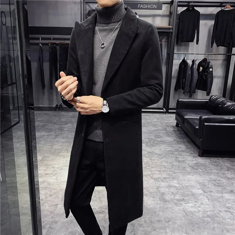 

Мужская одежда 2023 мужской зимний новый утолщенный Молодежный модный мужской длинный корейский шерстяной мужской Тренч