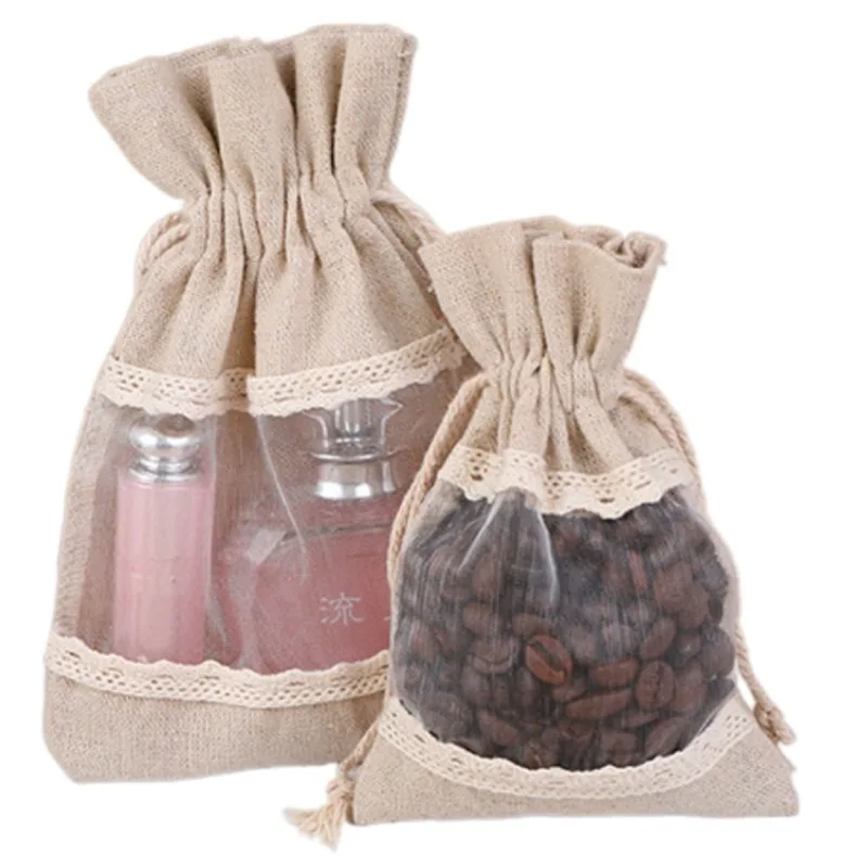 

Кружевные ювелирные изделия со шнурком 10x14 см 13x18 см Упаковка из 50 джутовых пакетиков для макияжа ресниц