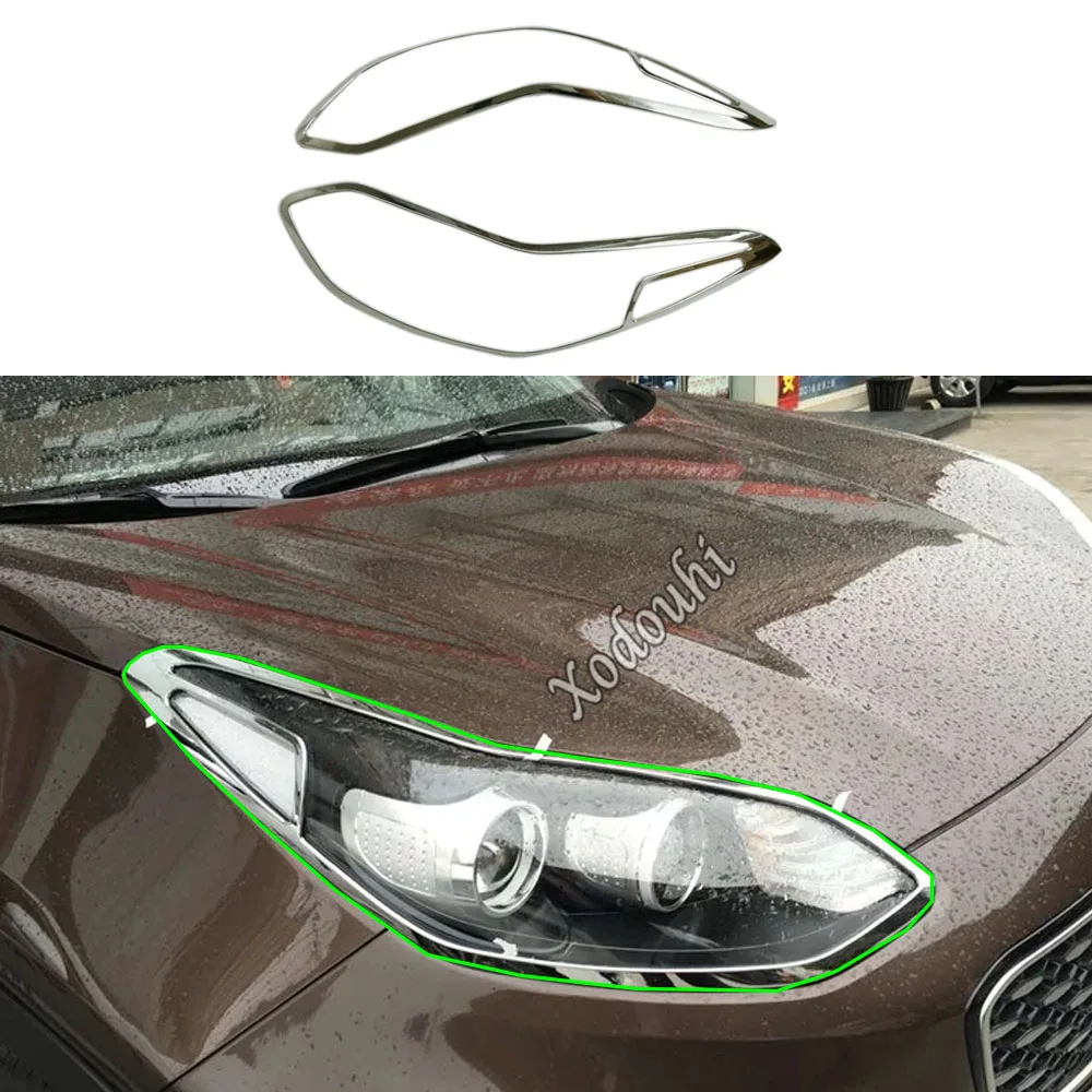 

Car Body Front Head Light Lamp Hood Molding Detector Frame Stick ABS Chrome Trim Eyebrow For Kia Sportage KX5 2016 2017 2018