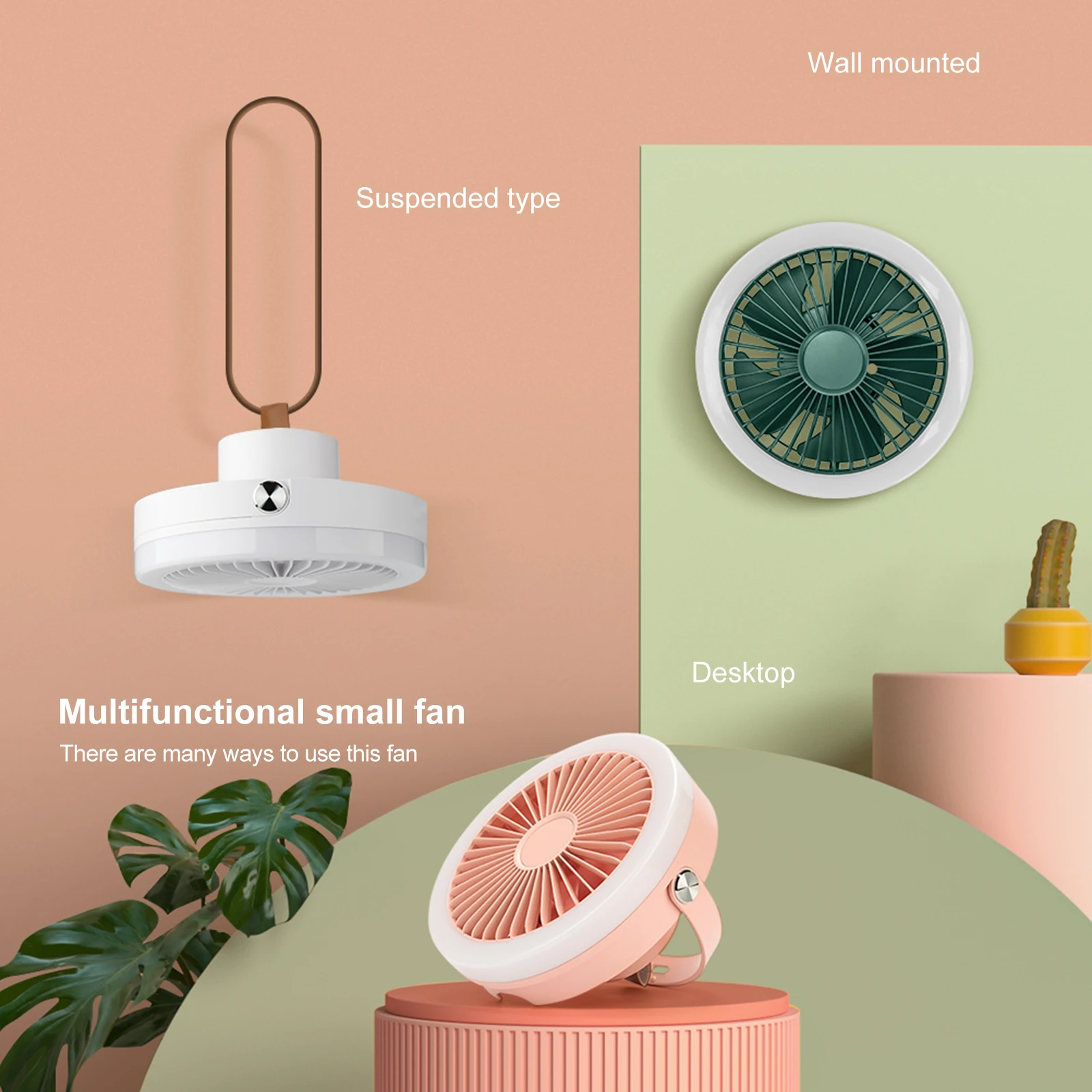 

Oatsbasf Cute Mini USB Fan Portable Desktop Fan Cold Air Cooler Ceiling Fan Night Reading Light For Laptop Offie Home Desk Fun