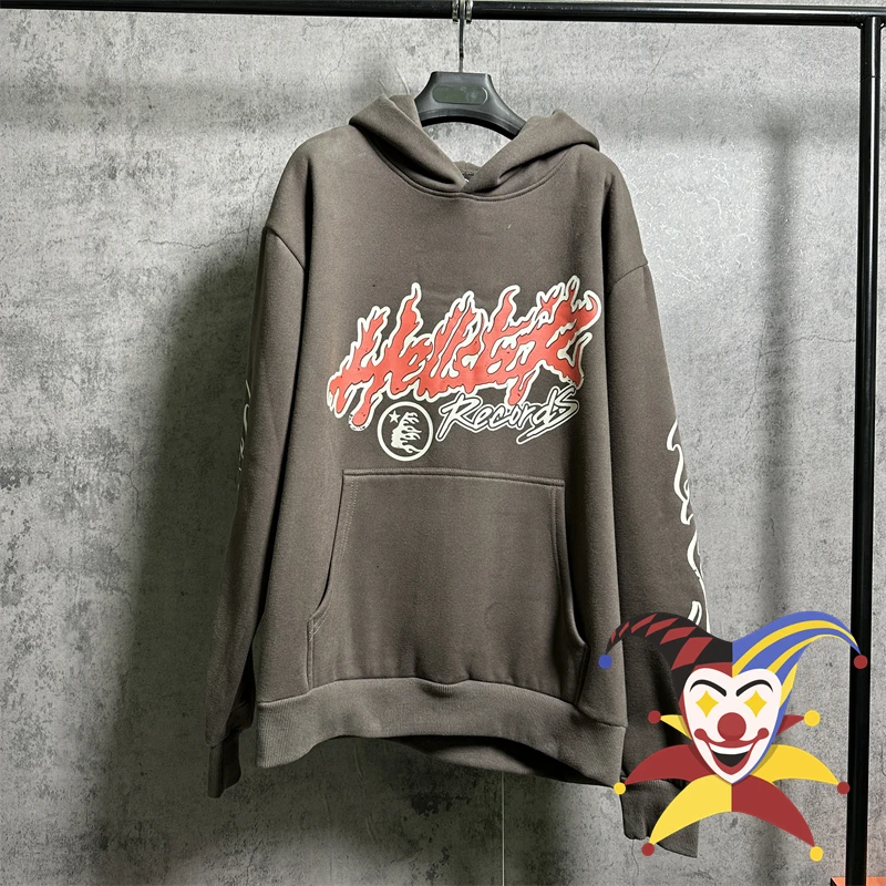 

Коричневая флисовая толстовка HELLSTAR для мужчин и женщин, пуловер лучшего качества с капюшоном