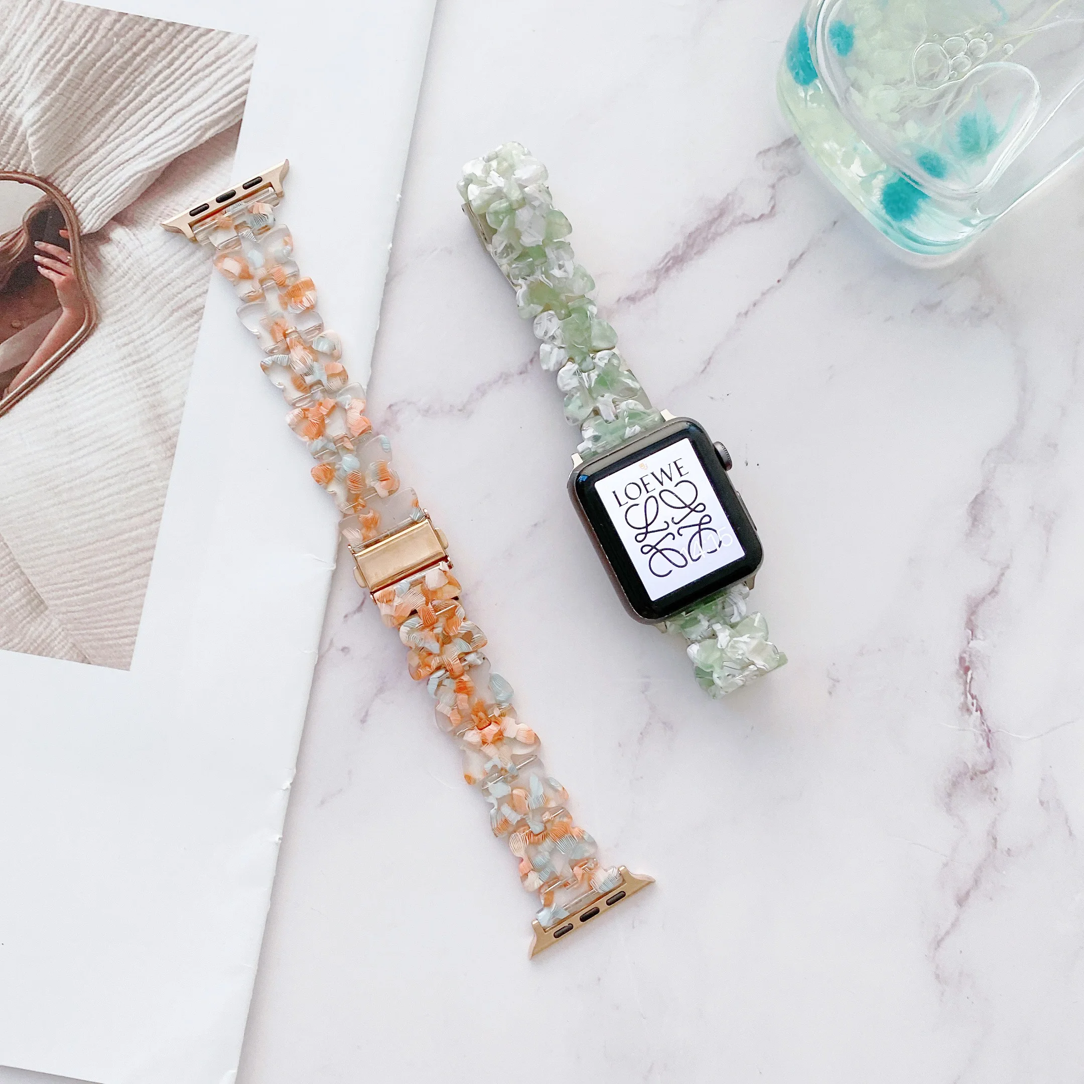 Sweet Resin Strap for Apple Watch band bracelet chain for iwatch87654321SE women fashion butterfly band for Iwatch Ultra wrist