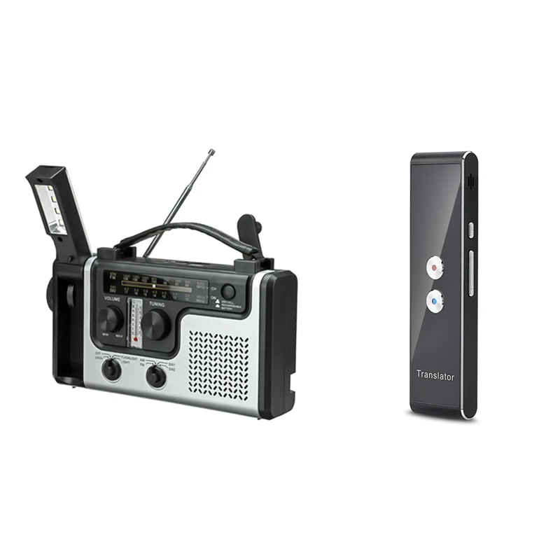 

Уличное многофункциональное портативное радио на солнечной батарее, FM / AM радио с T8 голосовым переводчиком на 40 языках, многоязычное