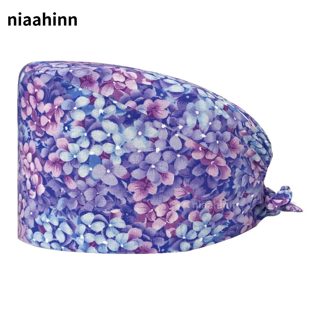 

100%cotton Medical Surgery Hat Adjustable Scrub Cap Fashion Printed Surgical Hat Doctor Nurse Work Cap Breathable Veterinary Cap