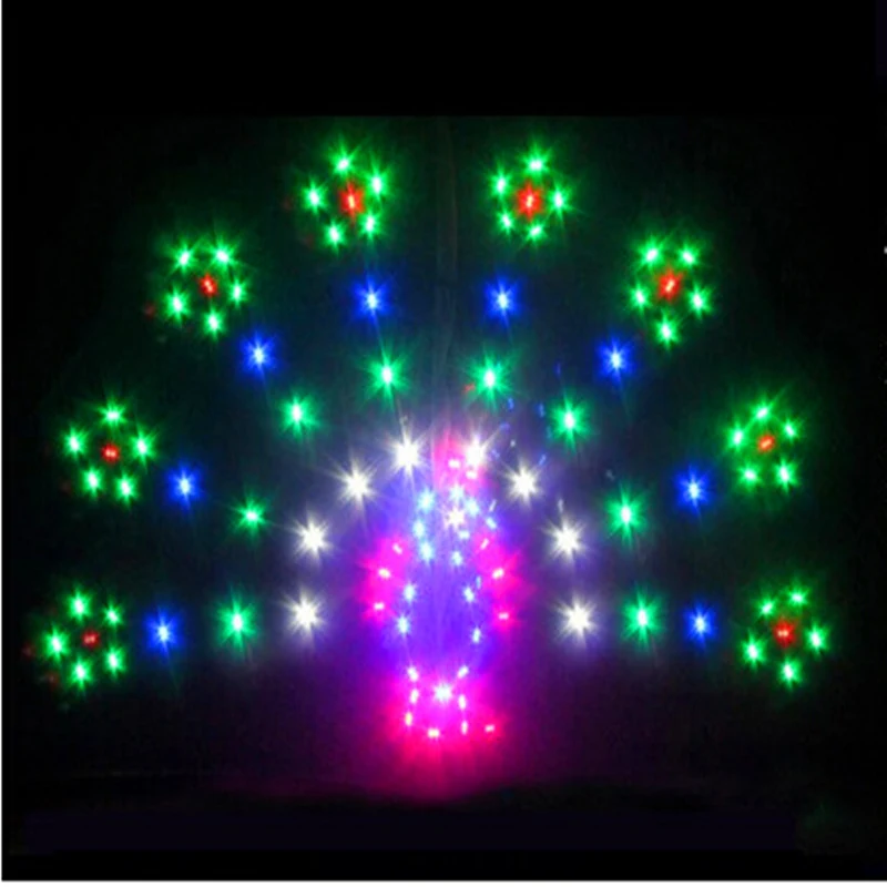 

free shipping peacock spread wings led kite 5sqm 468p led lamp night flying delta kite vlieger fun toy flux battery outdoor game