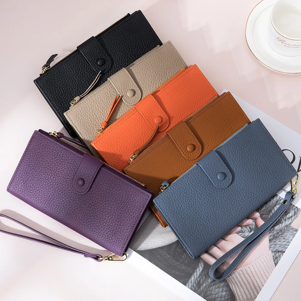 

Wallet for Women Genuine Leather Long Design Zipper Coin Purses Female Clutch Multi-Colors Money Bag Credit Card Holder Wallet