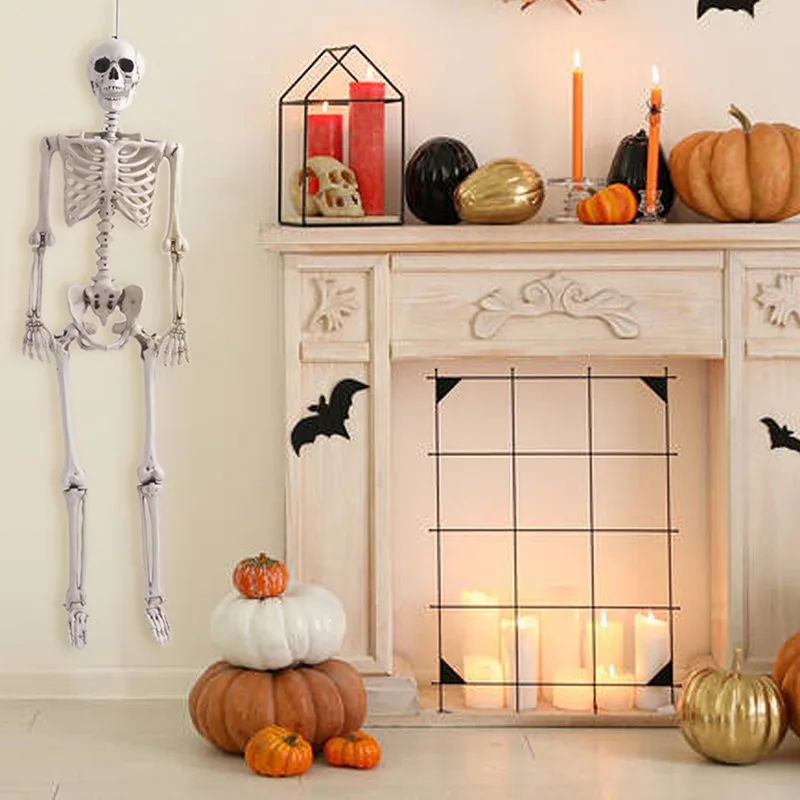 Подвижный скелет для Хэллоуина 90 см поддельные человеческие кости черепа