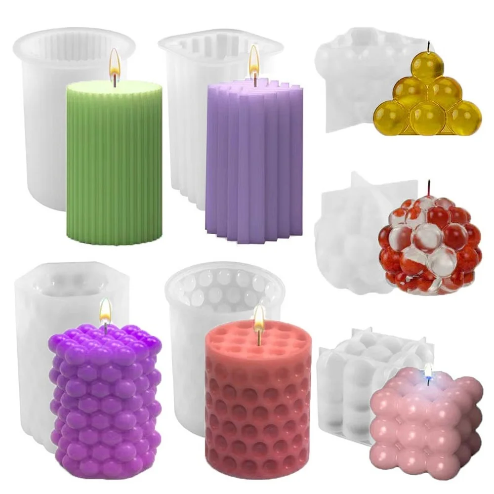 

3D Stripe Bubble Candle Silicone Molds DIY Aromatherapy Candles Wax Soap Making Polymer Clay Epoxy Resin Casting Mold Home DéCor