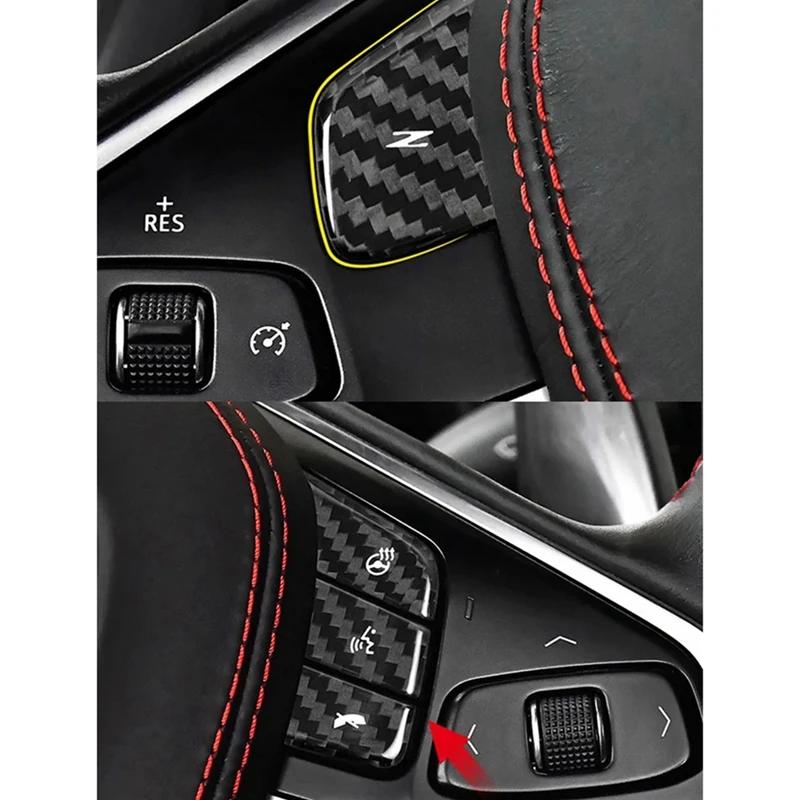 Car Carbon Fiber Steering Wheel Button Sticker Trim Cover For Chevrolet Corvette C8 2020-2023 Heated Decal