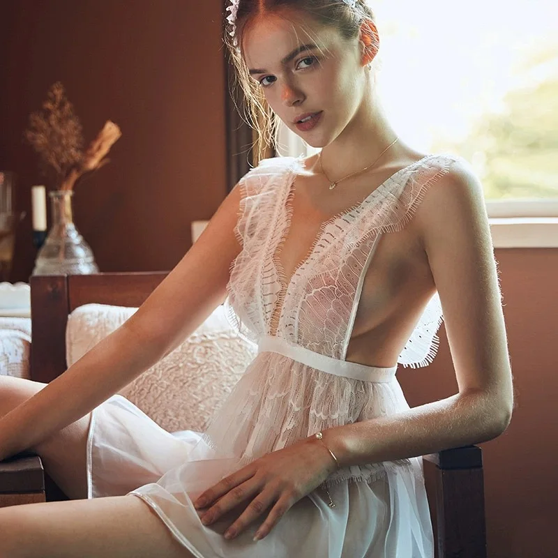 Сетчатая вуаль женские ночные платья с тонкой талией женская летняя сексуальная