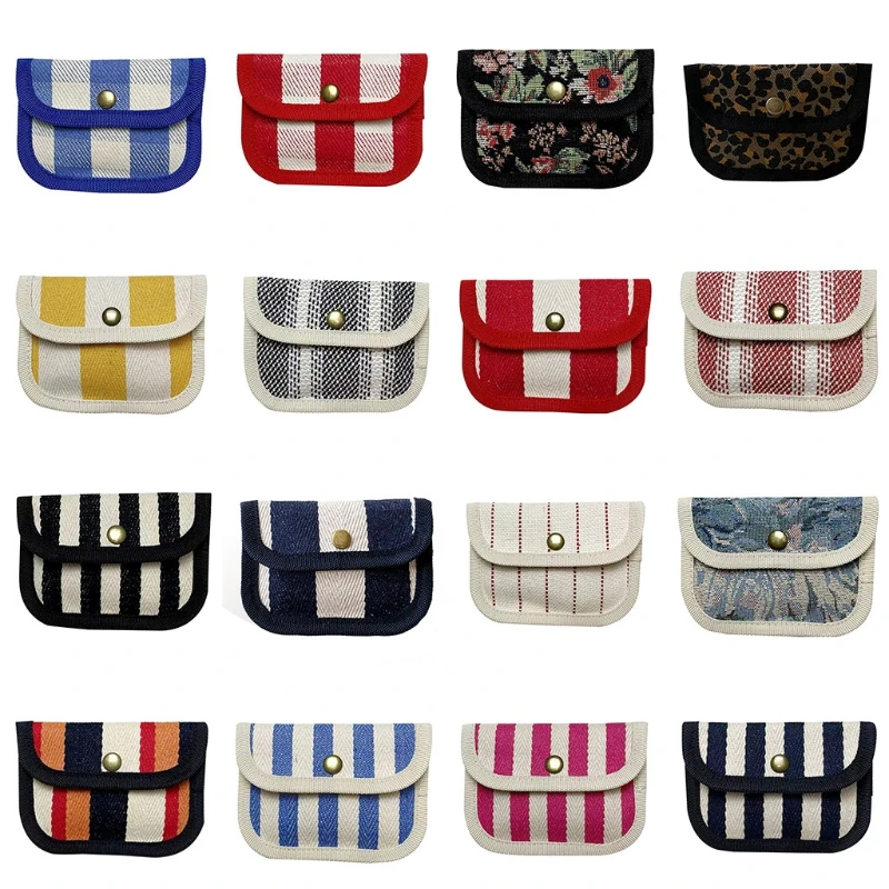 

Canvas Striped Coin Purse Mini Card Wallet Cute Change Purses Women Girls Keys Earphone for CASE Little Bags