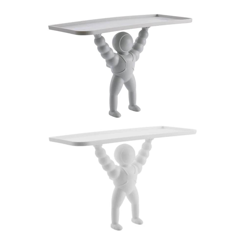 

2pcs Wall-mounted Storage Rack Spaceman Wall Hanging Shelf Bathroom Accessory