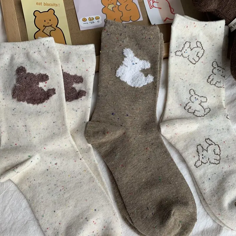 Теплые осенние коричневые носки серии женские корейские носки-трубки NEPs пряжа с