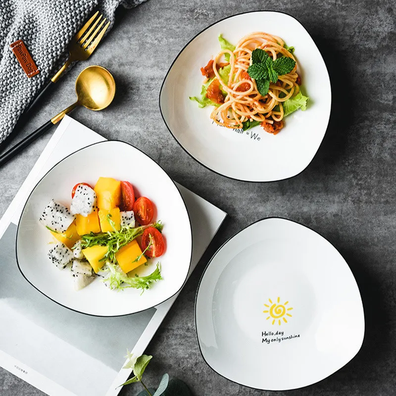 

Odd Plate Household Creative Dinner Plate Ceramic Nordic Breakfast Plate Personalized Fruit Plate Plate Internet Celebrity Weste