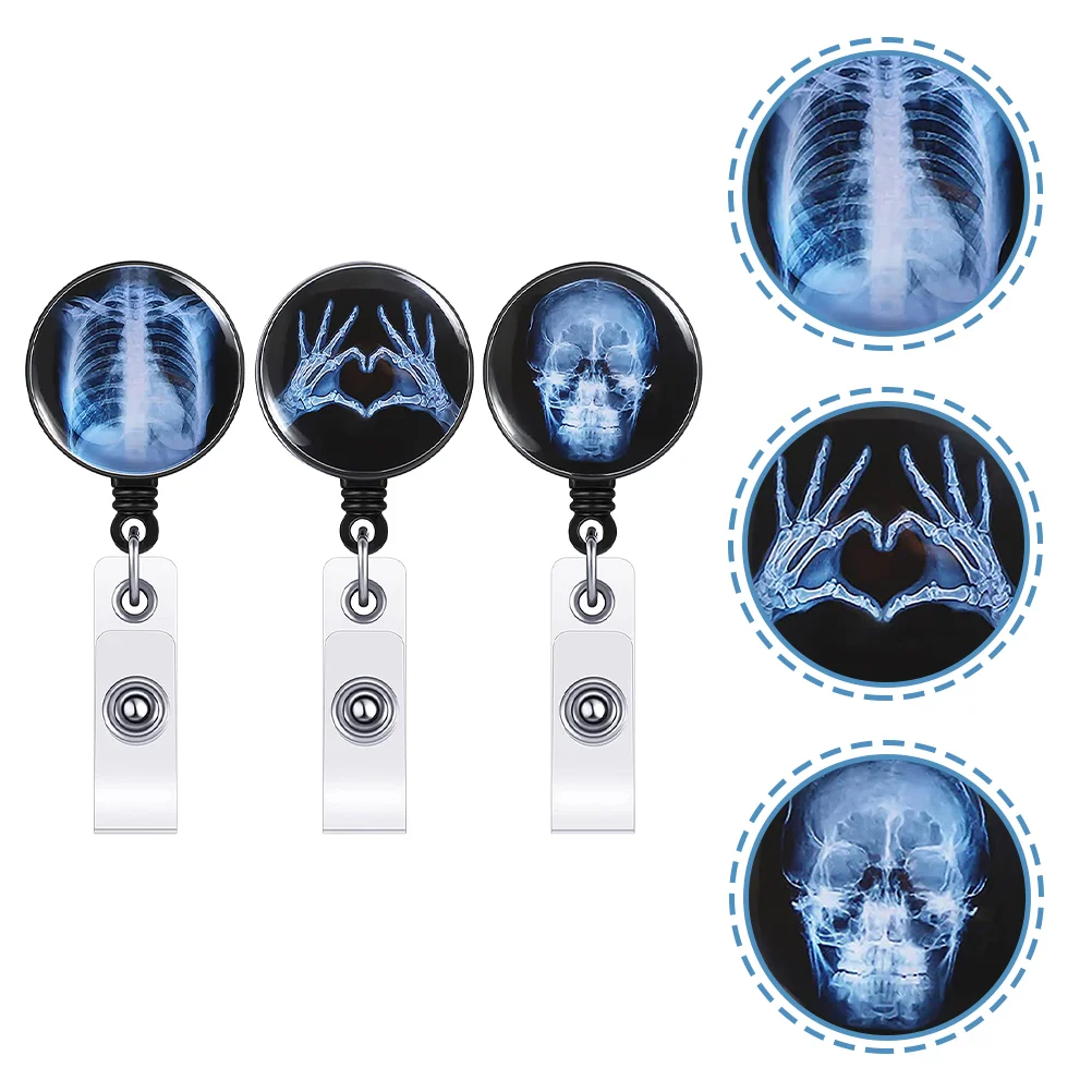 

15 Pcs Radiology Bones Pattern Retractable Badge Reel ID Badge Holder for Nurse Doctor Student