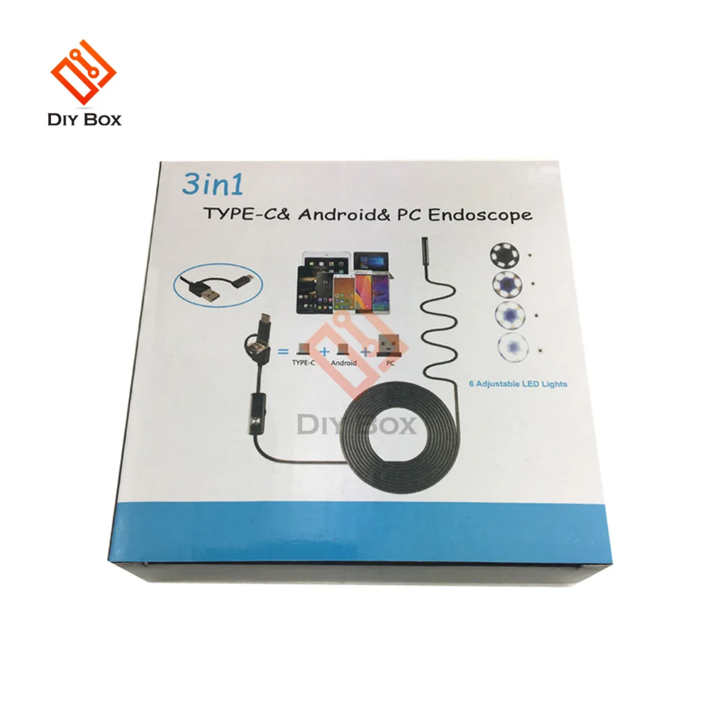 Эндоскоп 3 в 1 с USB/Micro USB/Type-C для Android бороскоп камерой осмотра водонепроницаемый