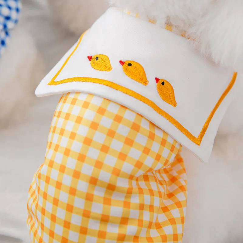 Одежда для собак с вышивкой рубашка тёмно-синий ошейник одежда домашних животных