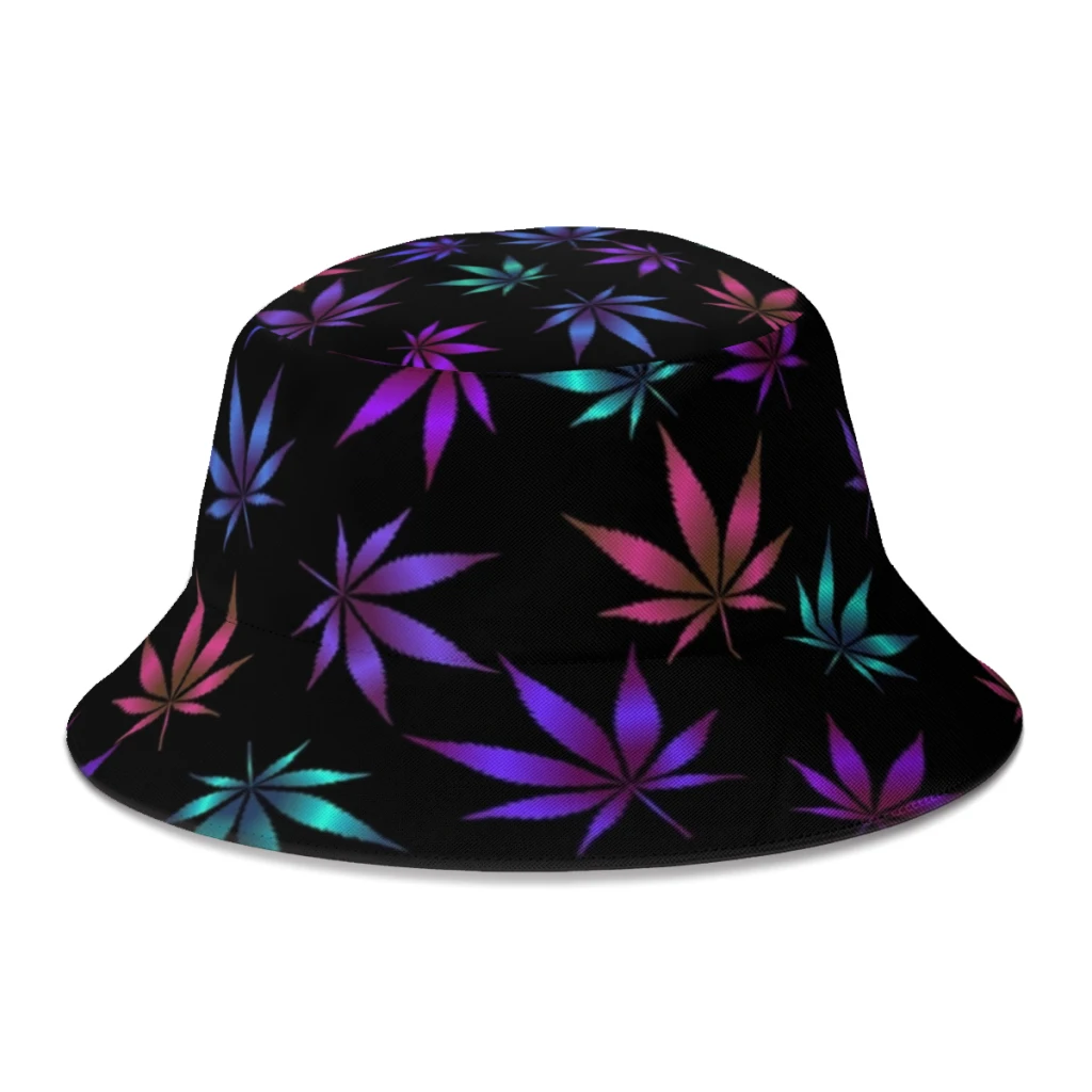 

Spring Summer Psychedelic Leaf Colors Pattern Bucket Hat for Boy Girl Awesome Leaves Fisherman Hats Decorative Gorros Panama