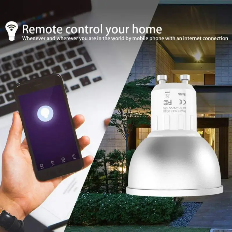 

GU10 Smart Wifi Cup Light RGBW 5W LED Dimmable Multiple Mode Smart Bulb Remote Control Smart Home Indoor Lighting Bulb New