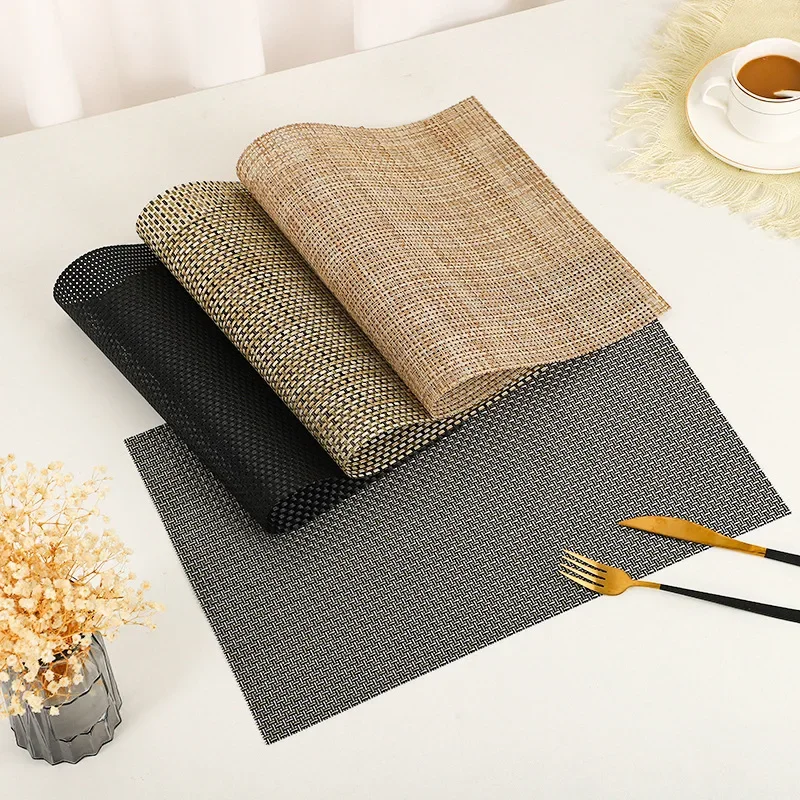 

6PCS 45*30CM Stylish Modern Home Striped Woven Table Mat Plastic Table Cloth Waterproof Dining Table Tablecloth Home Decoration
