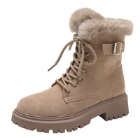 2022 womens snow boots suede leather fur womens high quality boots womens winter boots keep warm botas mujer women boots 40