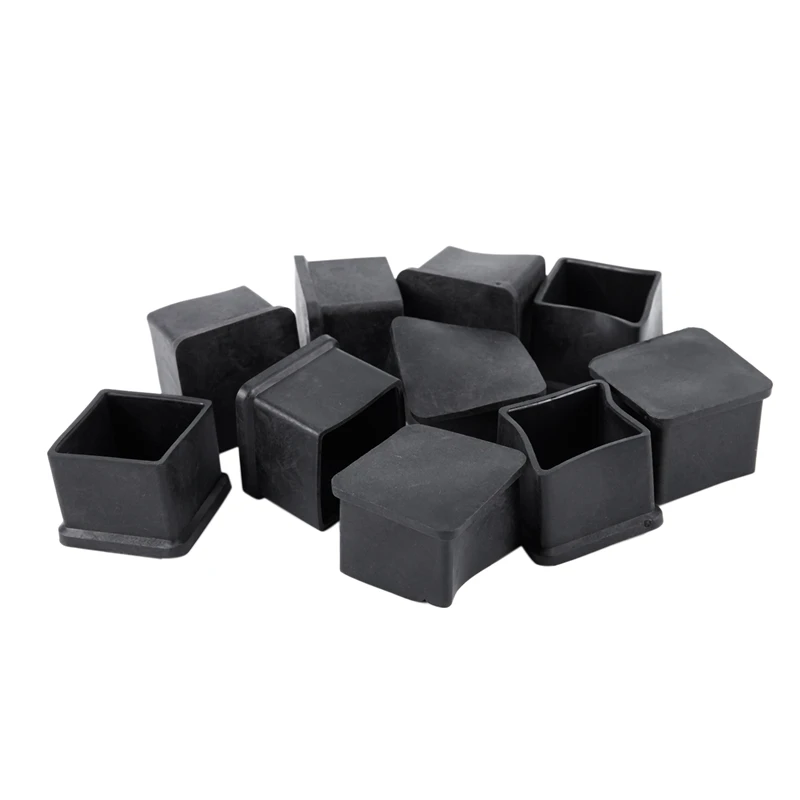 

10Pcs 30X30mm Square Rubber Desk Chair Leg Foot Cover Holder Protector Black