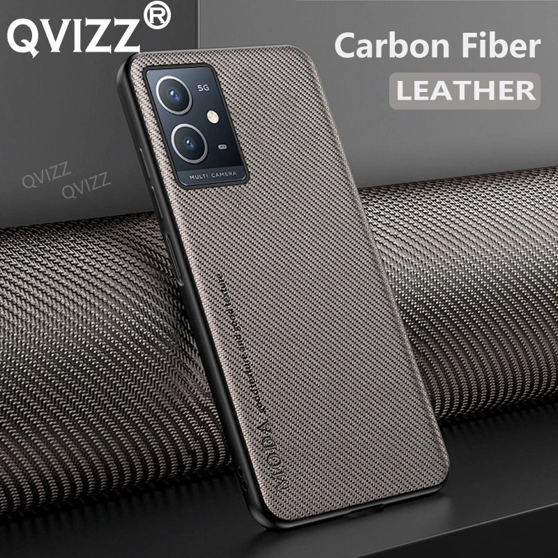 

Luxury Leather Case for vivo Y33s 5G Carbon Fiber Armor Shockproof Full Lens Soft Silicone Edges Hard Phone Cover for vivoY33s5G