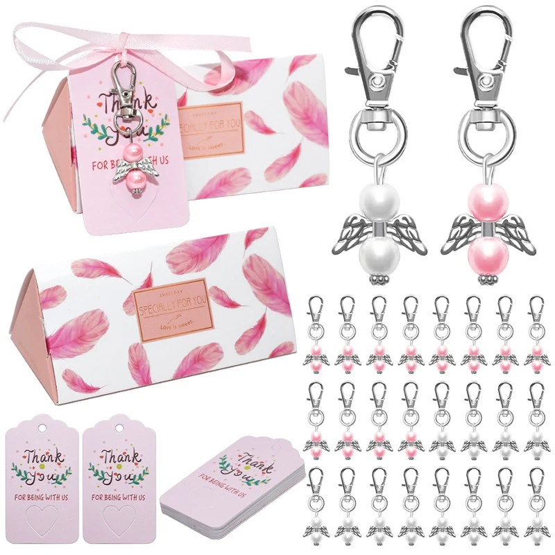 

New Angel Keychain Baptism Christening Favors Guardian Angel With Favor Boxes And Thank You Cards For Girl Boy Baby Shower