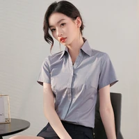 white women summer thin short sleeved korean style slim fit slimming professional white collar office wear work uniforms shirt