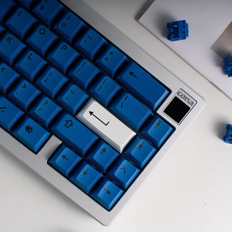 Фото Armorsuit Черный на синем Механическая клавиатура Cherry Profile Keycap PBT Dye Sub Полный набор колпачков для клавиш DIY Клавиатура №1