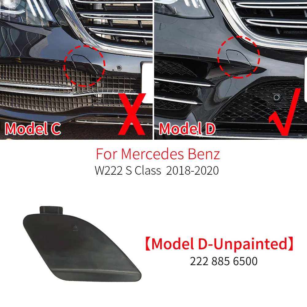 

Для Mercedes W222 Автомобильный передний бампер, фаркоп, крышка, аксессуар, черный для Benz S Class 2014-2020 S300 S320 S350 S400 S500 S600
