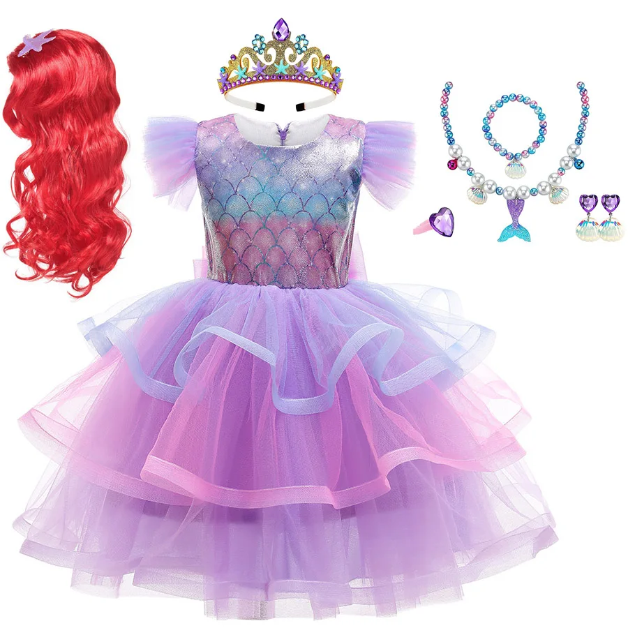 

6 Layers Girls Fancy Mermaid Summer Tutu Dress Children Princess Costume Birthday Gift Hallowee Costume for Kids Anime Clothes
