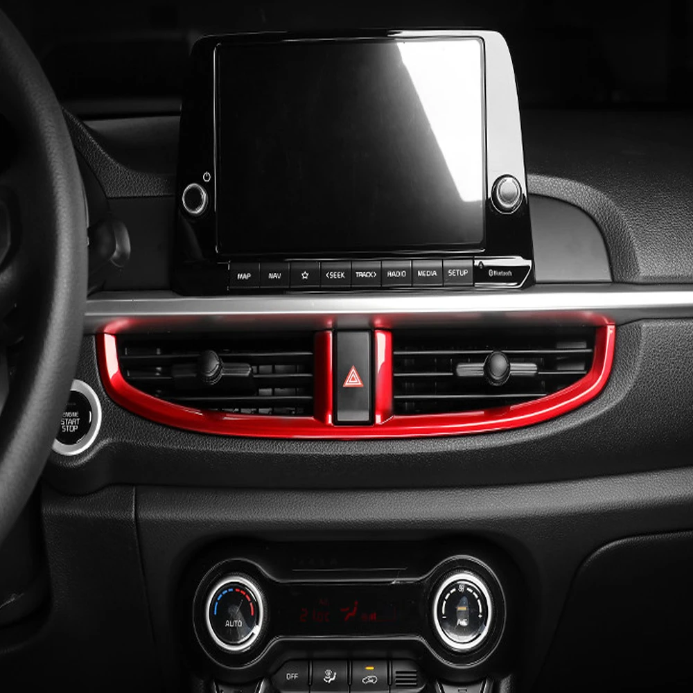Фото Красный Внутренний приборной панели, средняя кондиционер, вентиляционное отверстие переменного тока, отделочная рамка, чехол для Kia Morning Picanto 2021-2023 №5