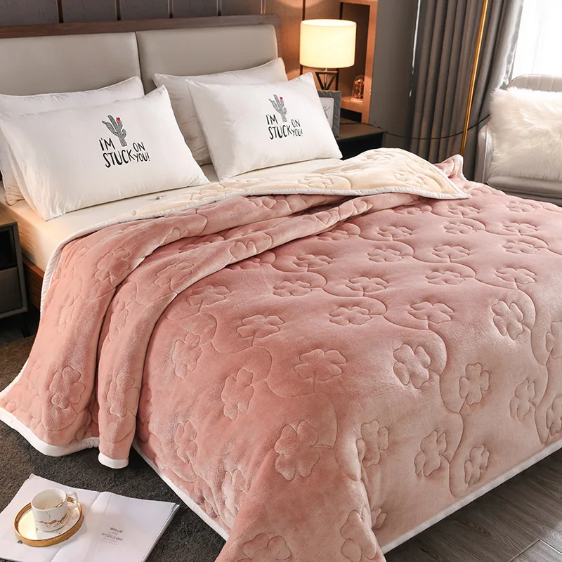 

Winter Thick Flannel Blankets Three Layer Sherpa Wool Warm Throw Blankets for Sofa Chair Nap Bedspread Super Soft fleece Blanket